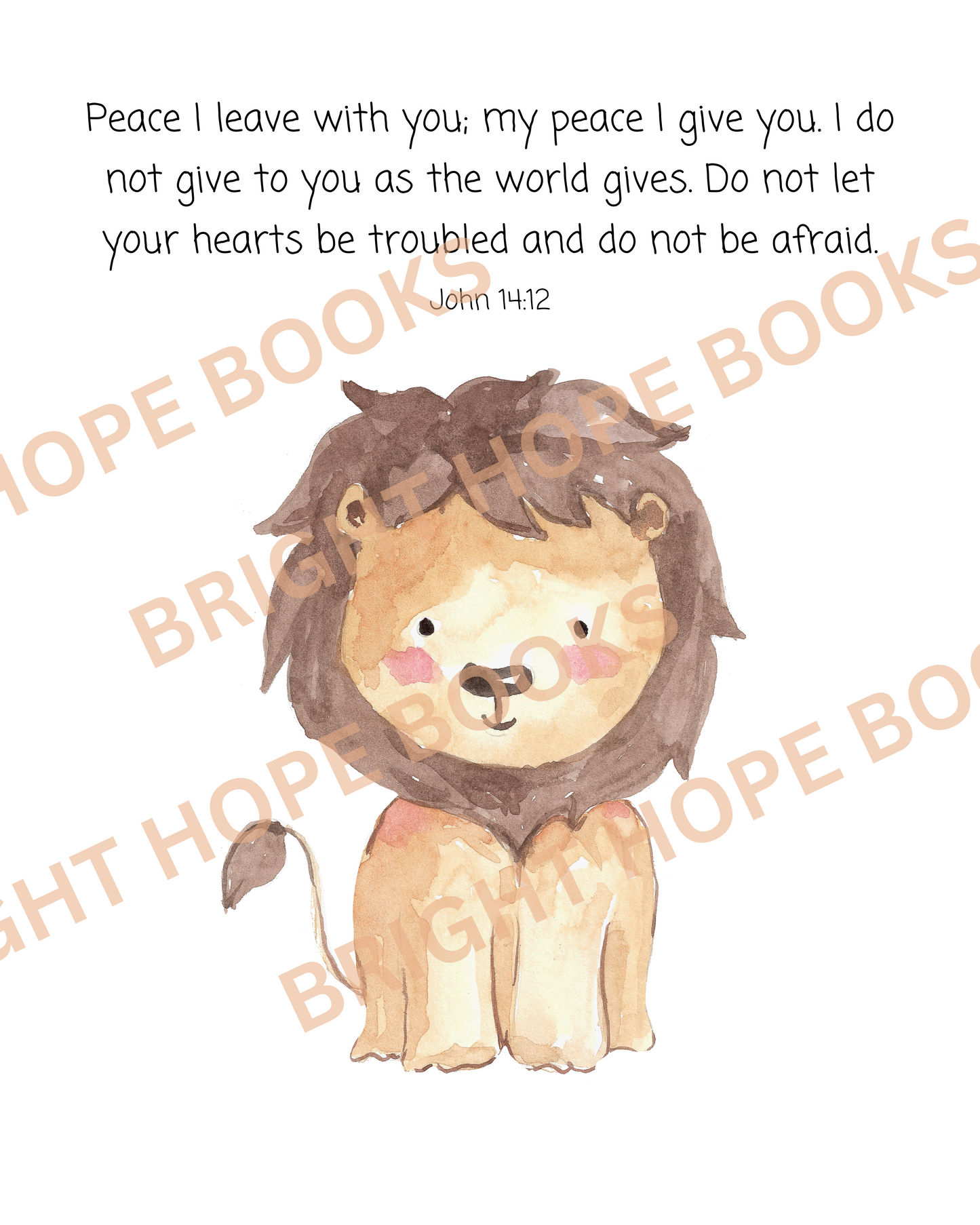 Scripture Print Digital Download: John 14:12 Watercolor Lion