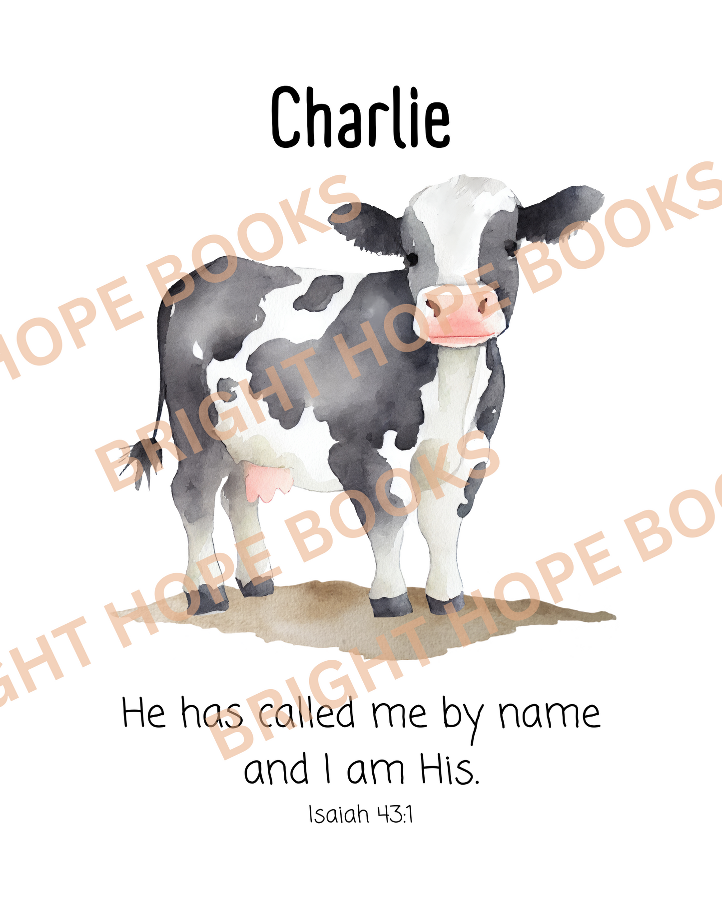 Personalized Scripture Digital Download: Isaiah 43:1 Watercolor Calf