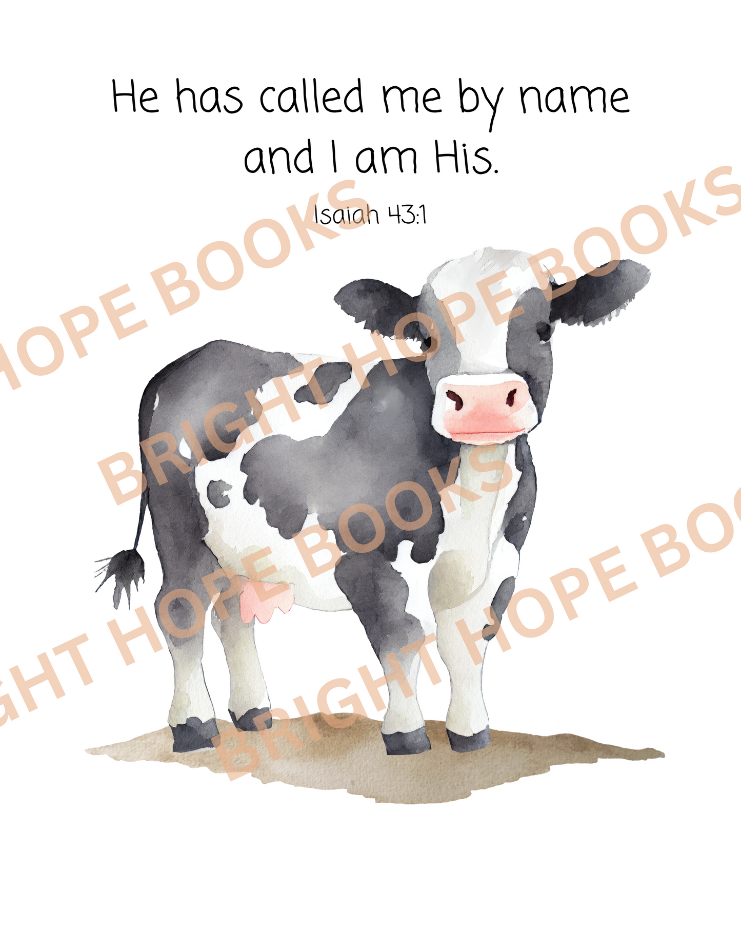 Scripture Print Digital Download Isaiah 43.1 Watercolor Calf