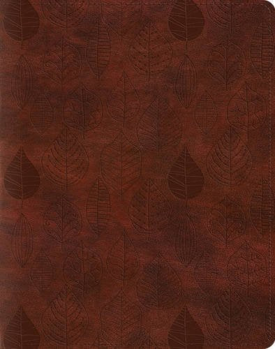 ESV Single Column Journaling Bible – Chestnut TruTone, Leaves Design