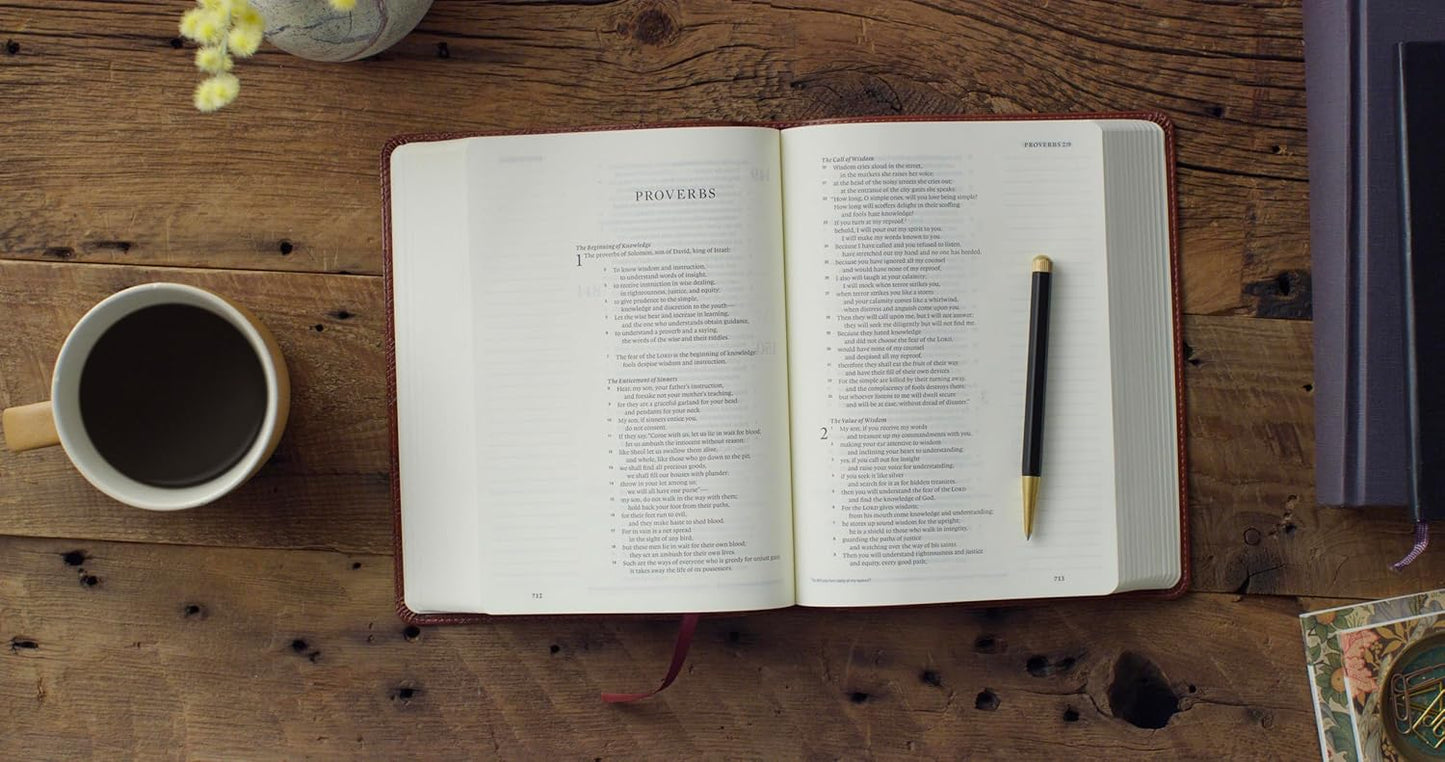 ESV Single Column Journaling Bible – Chestnut TruTone, Leaves Design