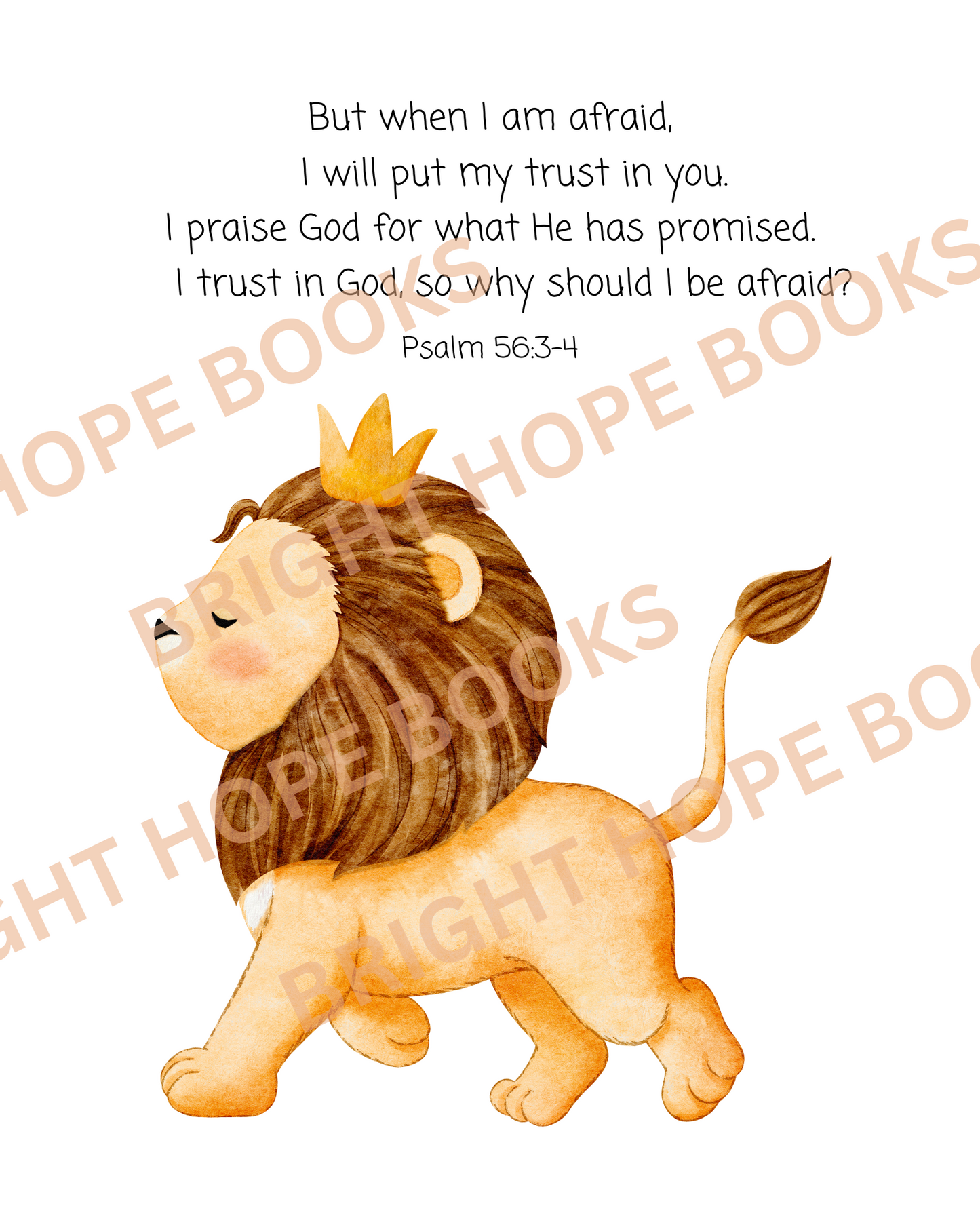 Scripture Print Digital Download: Psalm 56:3-4 Watercolor Be Brave