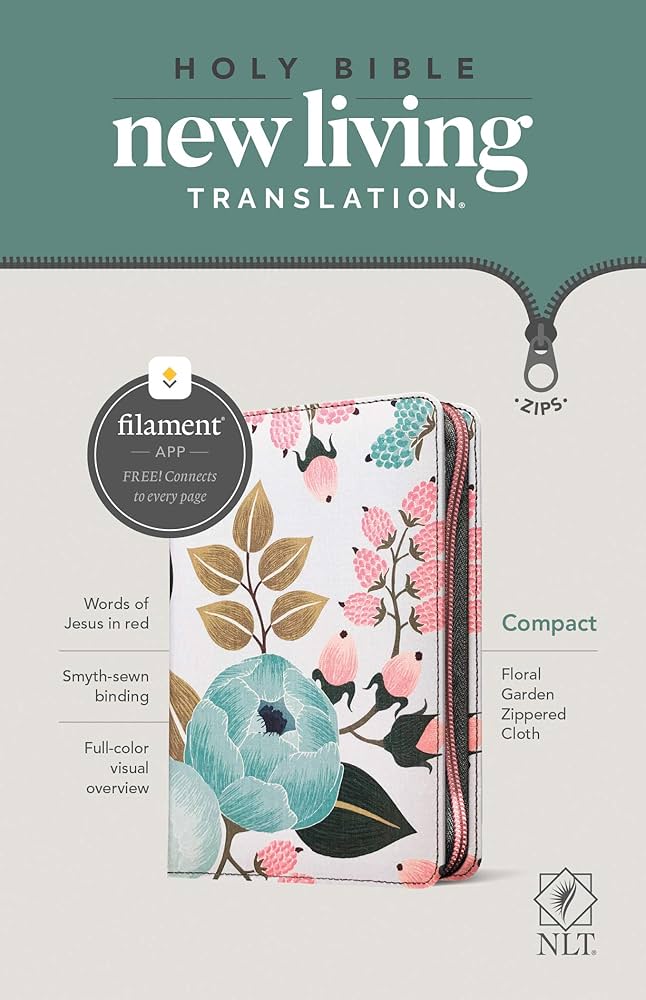 NLT Compact Zipper Bible Filament Enabled Edition Floral Garden (Red Letter Edition)