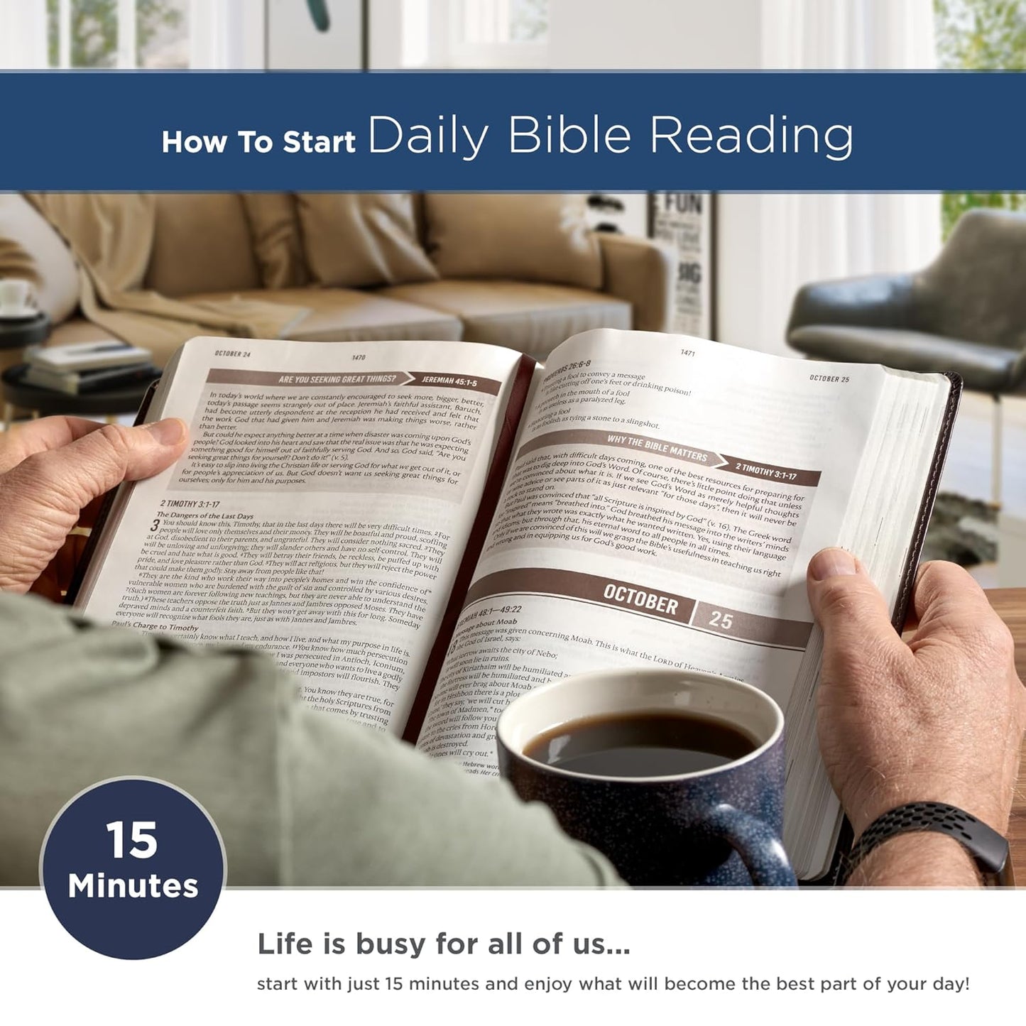 NLT Everyday Devotional Bible for Men (Large Print)