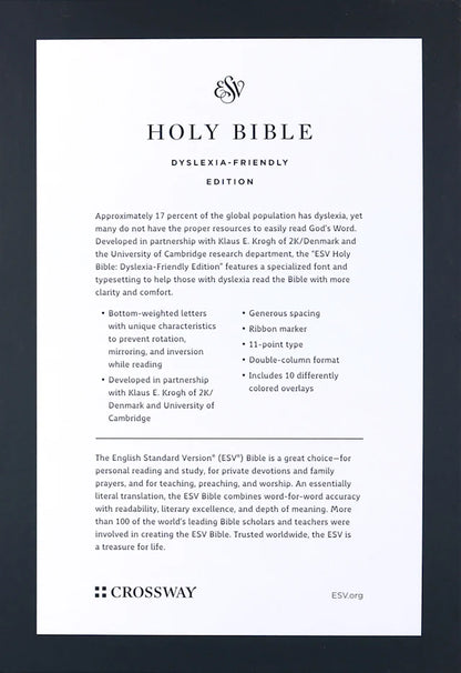 ESV Holy Bible: Dyslexia-Friendly Edition – Brown