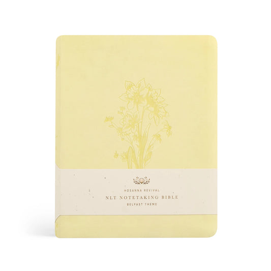 Hosanna Revival NLT Notetaking Bible, Belfast theme: soft yellow cover with an embossed daffodil