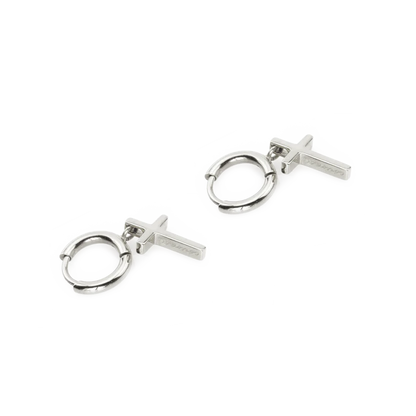 Courageous Cross Earrings — Natural Stainless Steel | This is Eden