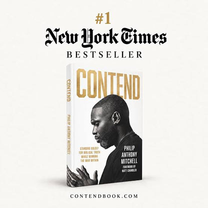 Contend by Philip Anthony Mitchell, #1 New York Times Bestseller – hardcover book shown at an angle
