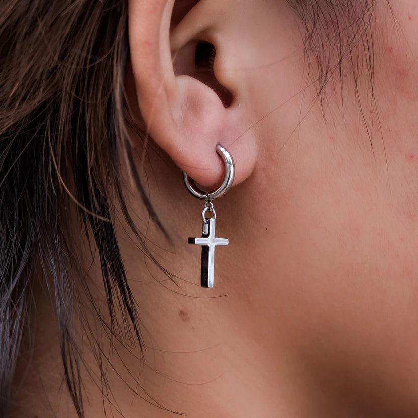Courageous Cross Earrings — Natural Stainless Steel | This is Eden
