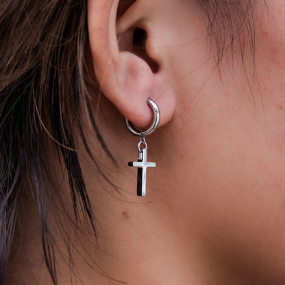 Courageous Cross Earrings — Natural Stainless Steel | This is Eden
